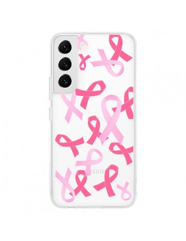 Coque Samsung Galaxy S22 5G Pink Ribbons Ruban Rose Transparente - Sylvia Cook