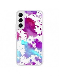 Coque Samsung Galaxy S22 5G Watercolor Splash Taches Bleu...