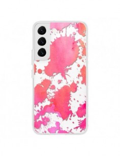 Coque Samsung Galaxy S22 5G Watercolor Splash Taches Rose...