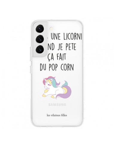 Coque Samsung Galaxy S22 5G Je suis une licorne, quand je pète ça fait du pop corn - Les Vilaines Filles