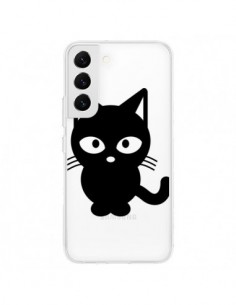 Coque Samsung Galaxy S22 5G Chat Noir Cat Transparente -...