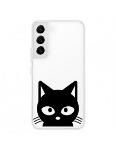 Coque Samsung Galaxy S22 5G Tête Chat Noir Cat...