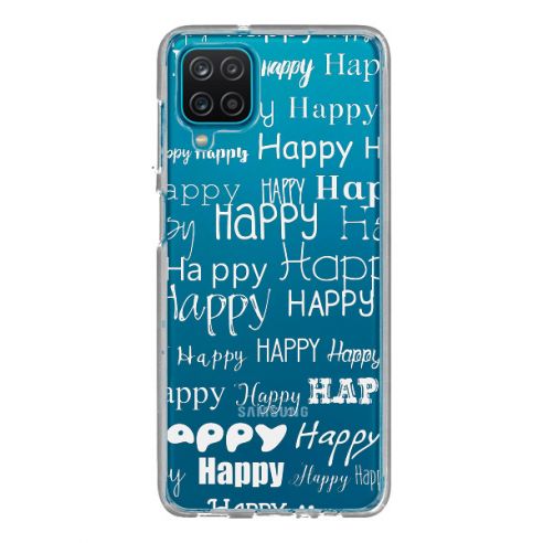 Coque Samsung Galaxy A12 et M12 Happy Happy Blanc Transparente - R Delean