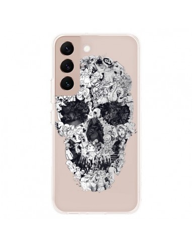 Coque Samsung Galaxy S22 Plus 5G Doodle Skull Dessin Tête de Mort Transparente - Ali Gulec