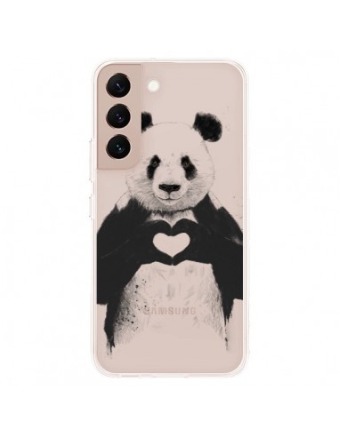 Coque Samsung Galaxy S22 Plus 5G Panda All You Need Is Love Transparente - Balazs Solti