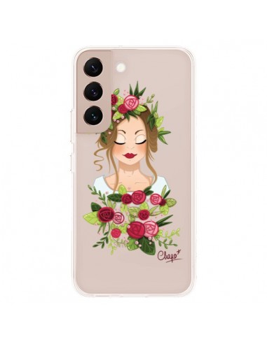 Coque Samsung Galaxy S22 Plus 5G Femme Closed Eyes Fleurs Transparente - Chapo