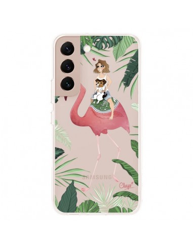 Coque Samsung Galaxy S22 Plus 5G Lolo Love Flamant Rose Chien Transparente - Chapo