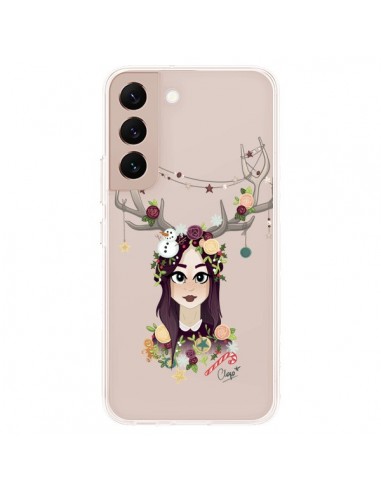 Coque Samsung Galaxy S22 Plus 5G Christmas Girl Femme Noel Bois Cerf Transparente - Chapo