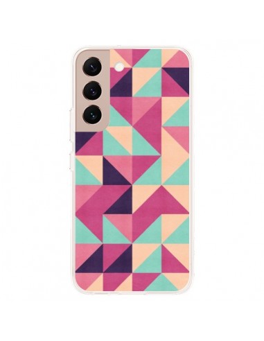 Coque Samsung Galaxy S22 Plus 5G Azteque Triangle Rose Vert - Eleaxart