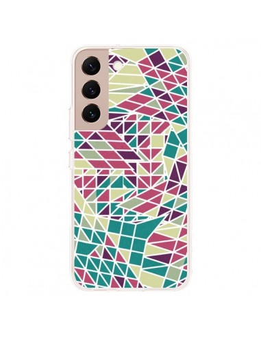 Coque Samsung Galaxy S22 Plus 5G Azteque Triangles Vert Violet - Eleaxart