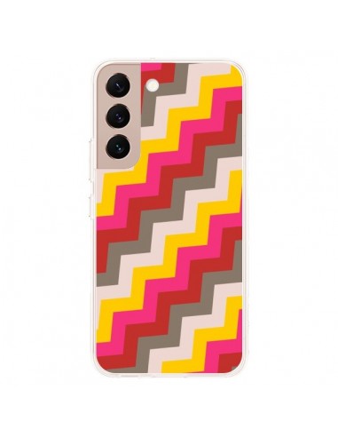 Coque Samsung Galaxy S22 Plus 5G Lignes Triangle Azteque Rose Rouge - Eleaxart