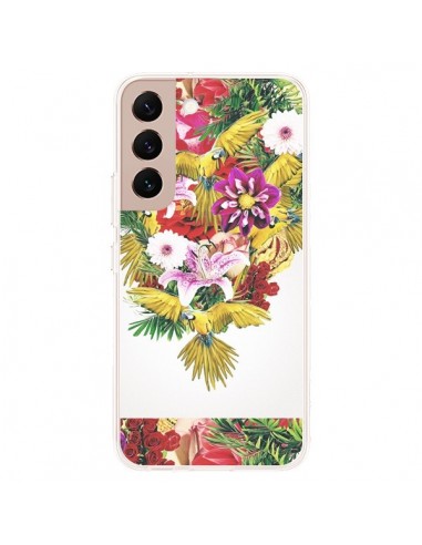 Coque Samsung Galaxy S22 Plus 5G Parrot Floral Perroquet Fleurs - Eleaxart