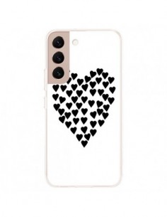 Coque Samsung Galaxy S22 Plus 5G Coeur en coeurs noirs -...