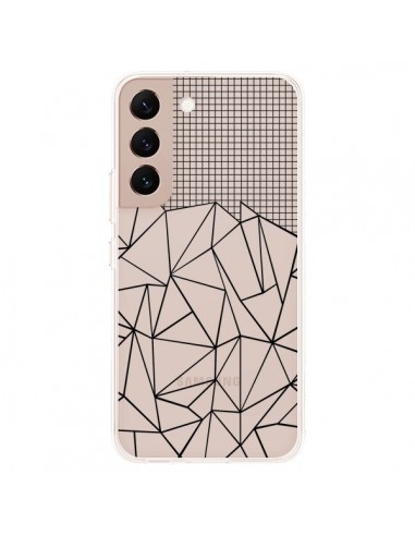 Coque Samsung Galaxy S22 Plus 5G Lignes Grille Grid Abstract Noir Transparente - Project M