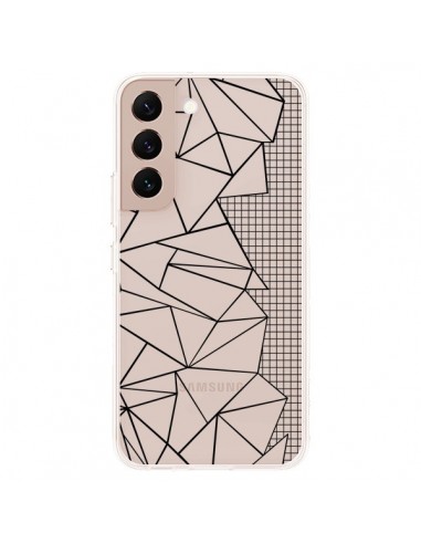 Coque Samsung Galaxy S22 Plus 5G Lignes Grilles Side Grid Abstract Noir Transparente - Project M