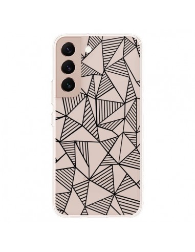 Coque Samsung Galaxy S22 Plus 5G Lignes Grilles Triangles Grid Abstract Noir Transparente - Project M