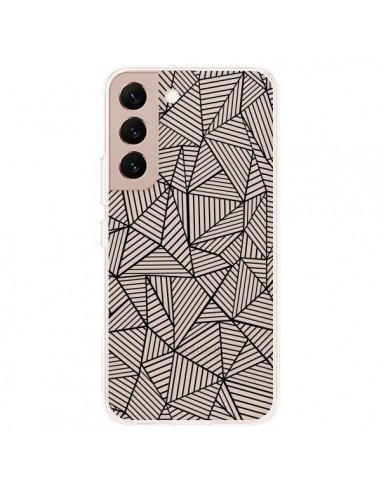 Coque Samsung Galaxy S22 Plus 5G Lignes Grilles Triangles Full Grid Abstract Noir Transparente - Project M
