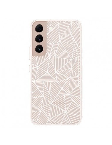 Coque Samsung Galaxy S22 Plus 5G Lignes Grilles Triangles Full Grid Abstract Blanc Transparente - Project M