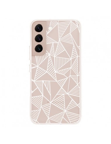 Coque Samsung Galaxy S22 Plus 5G Lignes Grilles Triangles Grid Abstract Blanc Transparente - Project M