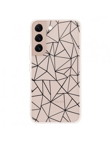 Coque Samsung Galaxy S22 Plus 5G Lignes Triangles Grid Abstract Noir Transparente - Project M