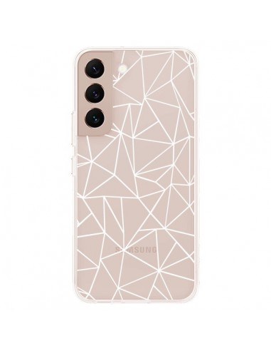 Coque Samsung Galaxy S22 Plus 5G Lignes Triangles Grid Abstract Blanc Transparente - Project M