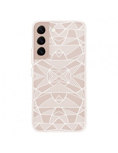 Coque Samsung Galaxy S22 Plus 5G Lignes Miroir Grilles Triangles Grid Abstract Blanc Transparente - Project M