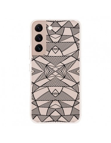 Coque Samsung Galaxy S22 Plus 5G Lignes Miroir Grilles Triangles Grid Abstract Noir Transparente - Project M