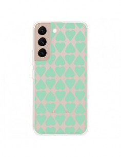 Coque Samsung Galaxy S22 Plus 5G Coeurs Heart Mint Bleu...