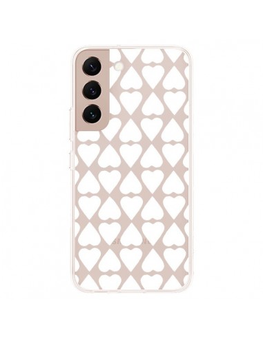 Coque Samsung Galaxy S22 Plus 5G Coeurs Heart Blanc Transparente - Project M