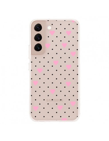Coque Samsung Galaxy S22 Plus 5G Point Coeur Rose Pin Point Heart Transparente - Project M