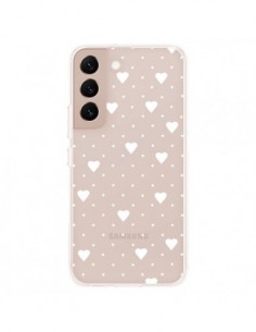 Coque Samsung Galaxy S22 Plus 5G Point Coeur Blanc Pin...