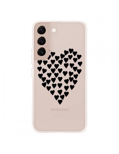 Coque Samsung Galaxy S22 Plus 5G Coeurs Heart Love Noir Transparente - Project M