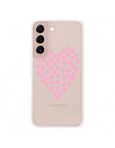 Coque Samsung Galaxy S22 Plus 5G Coeurs Heart Love Rose Pink Transparente - Project M