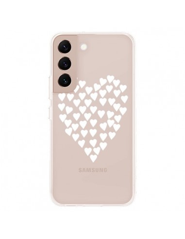 Coque Samsung Galaxy S22 Plus 5G Coeurs Heart Love Blanc Transparente - Project M