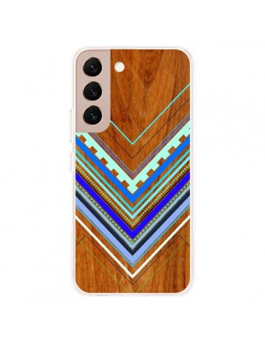 Coque Samsung Galaxy S22 Plus 5G Azteque Arbutus Blue Bois Aztec Tribal - Jenny Mhairi