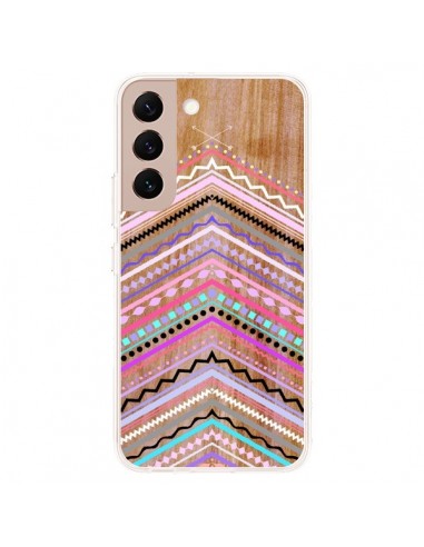 Coque Samsung Galaxy S22 Plus 5G Purple Chevron Wild Wood Bois Azteque Aztec Tribal - Jenny Mhairi