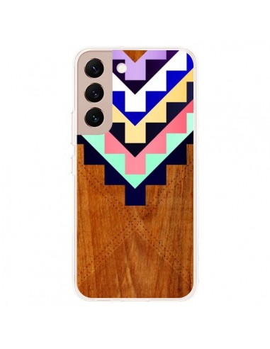 Coque Samsung Galaxy S22 Plus 5G Wooden Tribal Bois Azteque Aztec Tribal - Jenny Mhairi