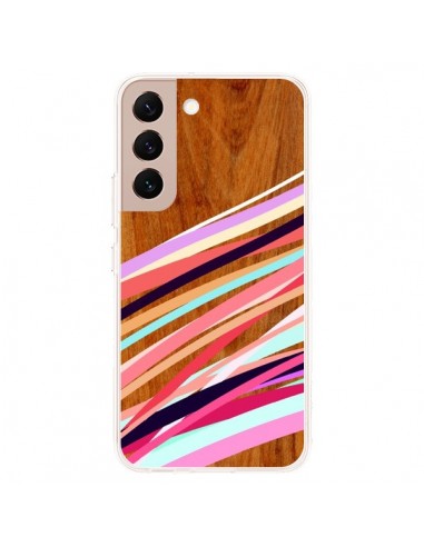 Coque Samsung Galaxy S22 Plus 5G Wooden Waves Coral Bois Azteque Aztec Tribal - Jenny Mhairi
