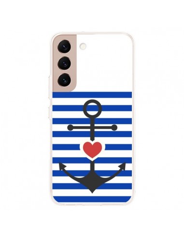 Coque Samsung Galaxy S22 Plus 5G Mariniere Encre Marin Coeur - Jonathan Perez