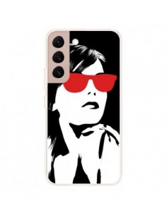 Coque Samsung Galaxy S22 Plus 5G Fille Lunettes Rouges -...
