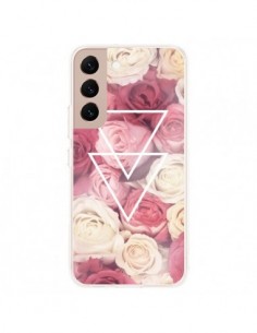 Coque Samsung Galaxy S22 Plus 5G Roses Triangles Fleurs -...
