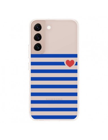 Coque Samsung Galaxy S22 Plus 5G Mariniere Coeur Love Transparente - Jonathan Perez