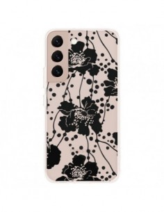 Coque Samsung Galaxy S22 Plus 5G Fleurs Noirs Flower...