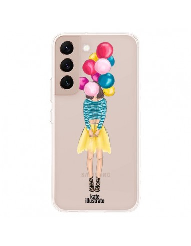 Coque Samsung Galaxy S22 Plus 5G Girls Balloons Ballons Fille Transparente - kateillustrate