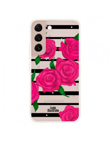 Coque Samsung Galaxy S22 Plus 5G Roses Rose Fleurs Flowers Transparente - kateillustrate