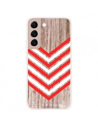 Coque Samsung Galaxy S22 Plus 5G Tribal Aztèque Bois Wood Flèche Rouge Blanc - Laetitia