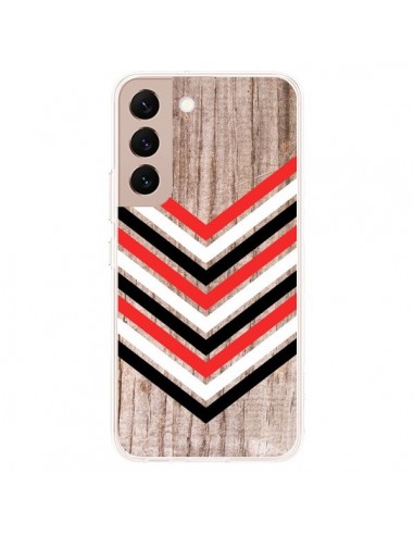 Coque Samsung Galaxy S22 Plus 5G Tribal Aztèque Bois Wood Flèche Rouge Blanc Noir - Laetitia