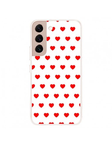 Coque Samsung Galaxy S22 Plus 5G Coeurs Rouges Fond Blanc - Laetitia