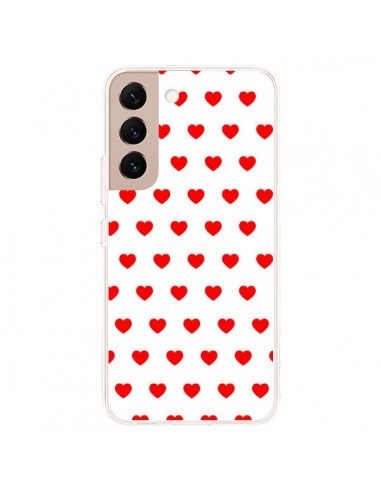 Coque Samsung Galaxy S22 Plus 5G Coeurs Rouges Fond Blanc - Laetitia