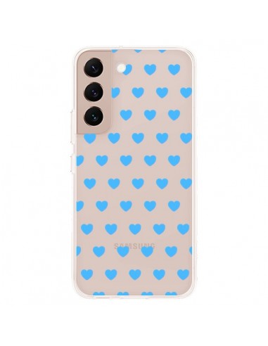 Coque Samsung Galaxy S22 Plus 5G Coeur Heart Love Amour Bleu Transparente - Laetitia